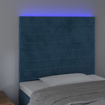 vidaXL Sänggavel LED mörkblå 100x5x118/128 cm sammet