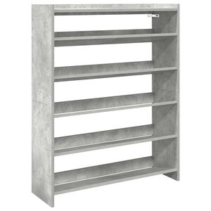 vidaXL Skohylla betonggr&aring; 80x25x100 cm konstruerat tr&auml;