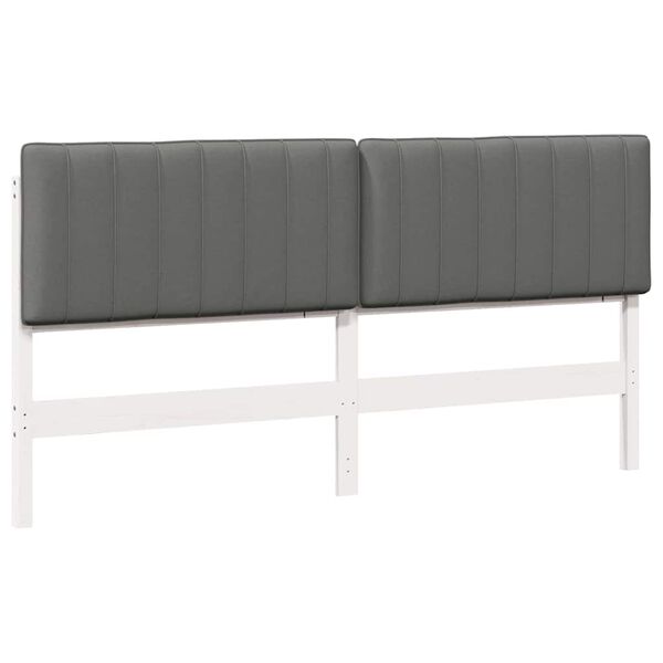 vidaXL Kl&auml;dd s&auml;nggavel Vit och ljusgr&aring; 180 cm Massiv furu