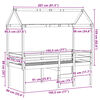 vidaXL Hög säng med tak vit 90x190 cm massiv furu