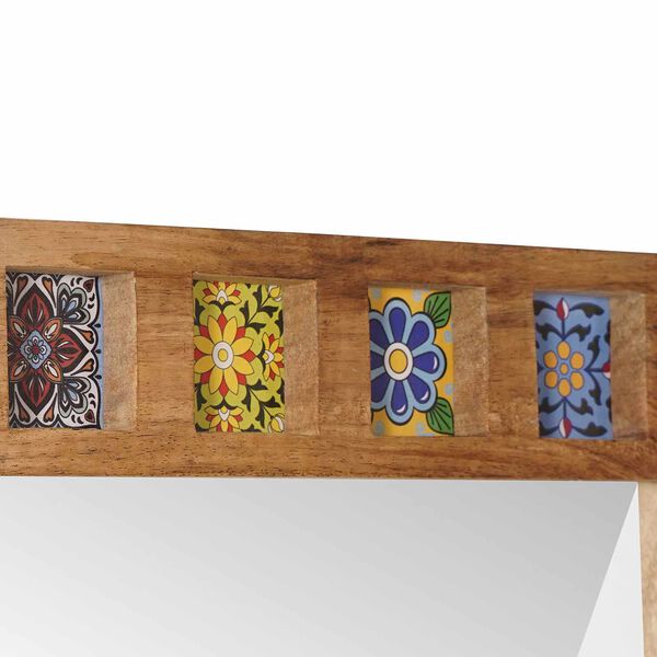 vidaXL Badrumsspegel Naturf&auml;rg 50 x 70 x 3 cm Massivt mangotr&auml;