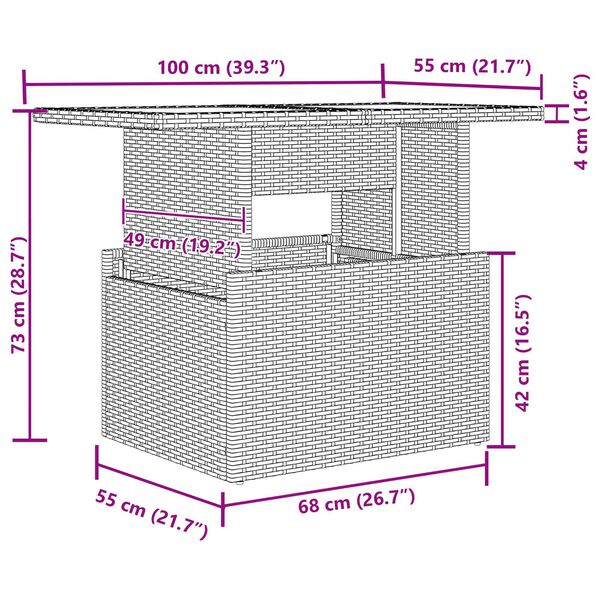 vidaXL Trädgårdsoffset med kudde med lagring 5 pcs Beige Poly rattan