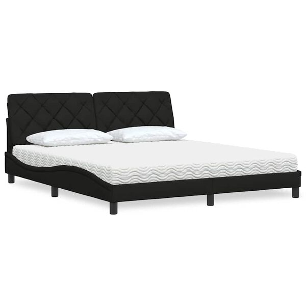 vidaXL Bed with Mattress Black 180x200 cm Fabric