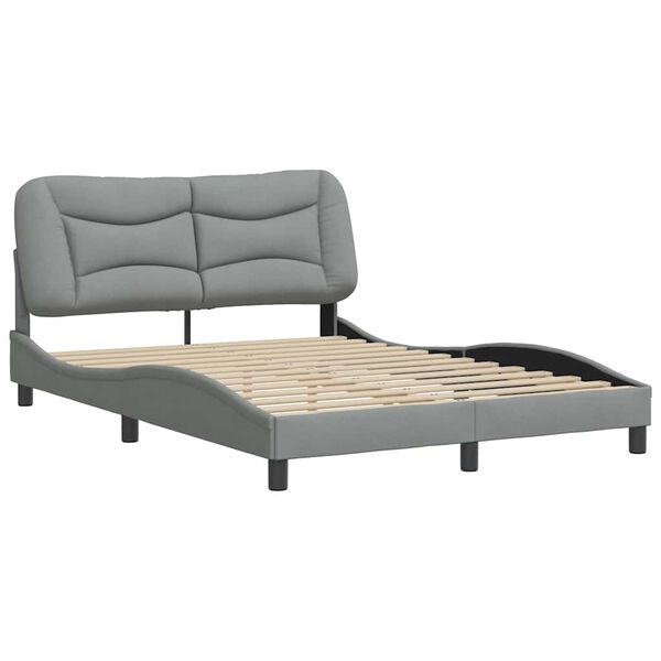 vidaXL Bed Frame without Mattress "Hvar" Light Grey 140x190 cm Fabric