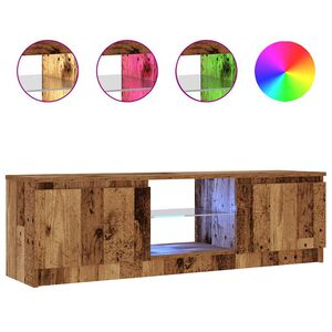 vidaXL TV-b&auml;nk med LED-lampor &aring;ldrat tr&auml; 120x30x36 cm konstruerat tr&auml;
