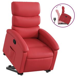 vidaXL Reclinerf&aring;t&ouml;lj med uppresningshj&auml;lp r&ouml;d konstl&auml;der