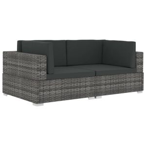 vidaXL H&ouml;rnsitsar modulsoffa 2 st med dynor konstrotting gr&aring;