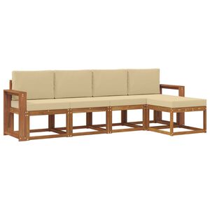 vidaXL Utomhussoffset 5 pcs Naturlig och Beige Massivt Akaciatr&auml;