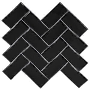 vidaXL Fiskbensplatta 10 st Svart 30 x 30 cm Polyuretan och PET