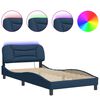 vidaXL Bed Frame with LED without Mattress "Hvar" Blue 100x200 cm Fabric