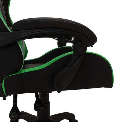 vidaXL Gamingstol med RGB LED-lampor grön och svart konstläder