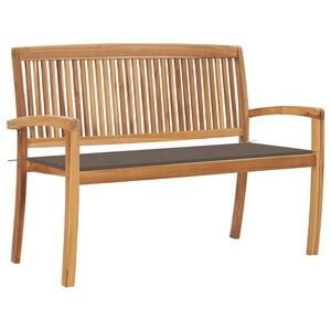 vidaXL Stapelbar tr&auml;dg&aring;rdsb&auml;nk med dyna 128,5 cm massiv teak