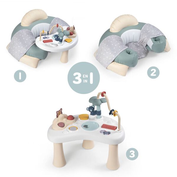 Smoby 3-i-1 Uppbl&aring;sbar stol med aktivitetsbord Little Smoby Cosy Seat