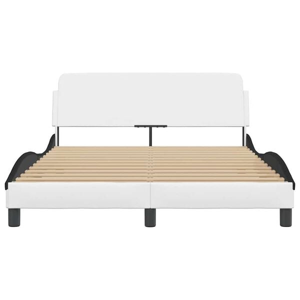 vidaXL Bed Frame "Dover" White&Black 140x200 cm Faux Leather