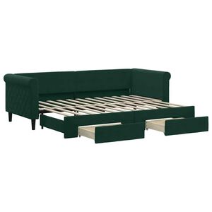 vidaXL Dagb&auml;dd utdragbar med l&aring;dor m&ouml;rkgr&ouml;n 80x200 cm sammet