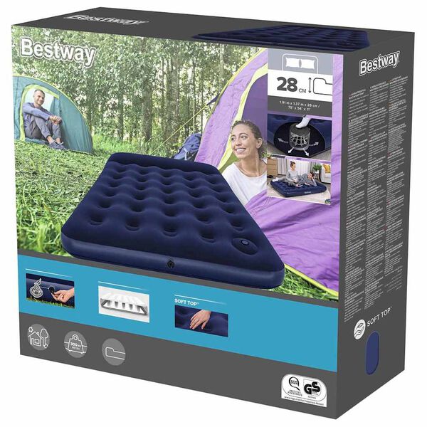 Best Way Luftmadrass Bl&aring; 191 x 137 x 28 cm PVC