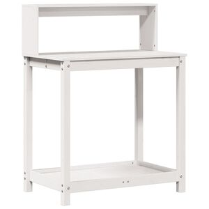 vidaXL V&auml;xtbord med hyllor vit 82,5x50x109,5 cm massiv furu