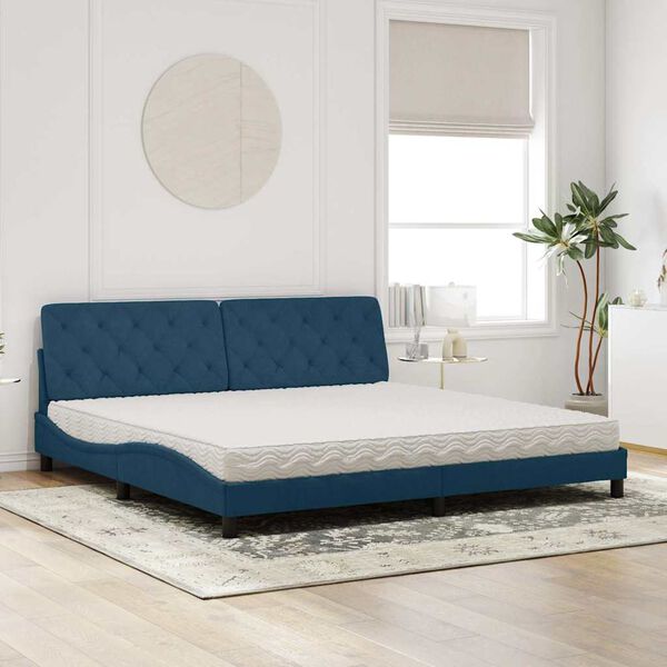vidaXL Bed with Mattress Blue 200x200 cm Velvet