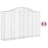 vidaXL Gabioner b&aring;gformade 3 st 200x30x120/140 cm galvaniserat j&auml;rn