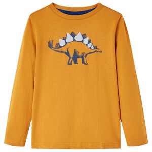 vidaXL T-shirt med l&aring;nga &auml;rmar f&ouml;r barn m&ouml;rk ockra 92