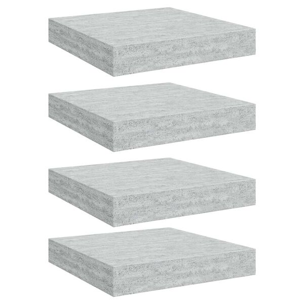 vidaXL Sv&auml;vande v&auml;gghyllor 4 st betonggr&aring; 23x23,5x3,8 cm MDF