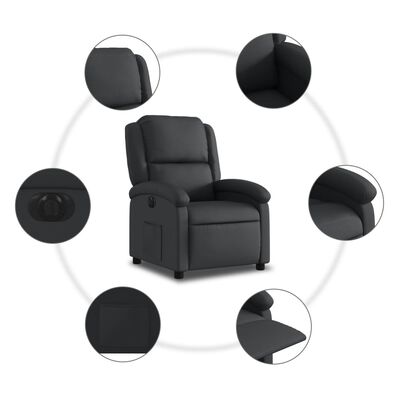 vidaXL Elektrisk reclinerfåtölj svart äkta läder