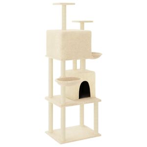 vidaXL Kattr&auml;d med kl&ouml;spelare sisal gr&auml;ddvit 180 cm