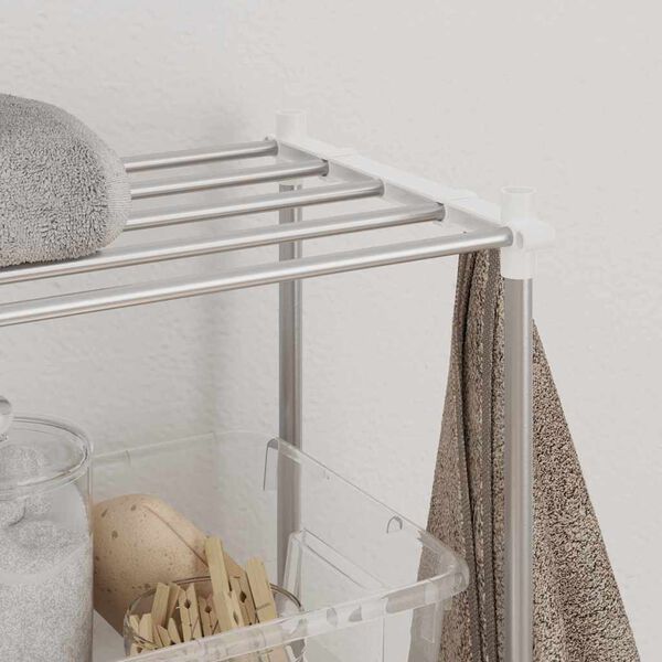 vidaXL Tv&auml;ttmaskins hylla med lagring Vit 70 x 27 x 136 cm Aluminium