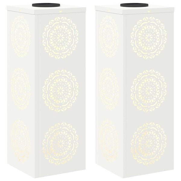 vidaXL Solar LED Stig Ljus 2 pcs Vit Kallvalsat st&aring;l