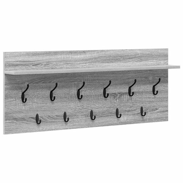vidaXL Väggmonterad Klädhängare med hylla Grå sonoma Konstruerat trä