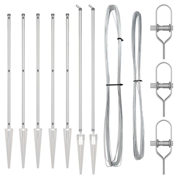 vidaXL St&auml;ngselstolpe 7 pcs Silver St&aring;l
