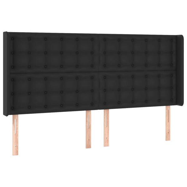 vidaXL S&auml;nggavel LED svart 163x16x118/128 cm konstl&auml;der