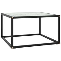 vidaXL Soffbord svart med vit marmor glas 60x60x35 cm