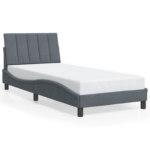vidaXL Bed Frame without Mattress "Hanko" Dark Grey 90x200 cm Velvet