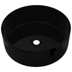 vidaXL Handfat keramik rund svart 40x15 cm