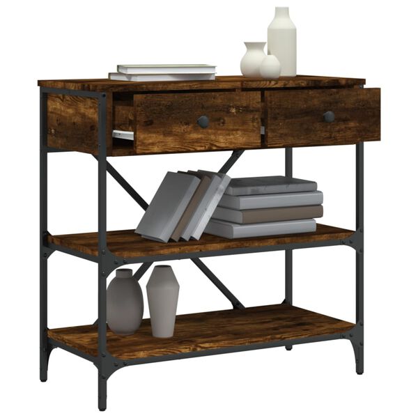 vidaXL Avlastningsbord rökfärgad ek 75x34,5x75 cm konstruerat trä