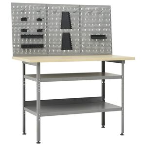 vidaXL Arbetsb&auml;nk med 3 v&auml;ggpaneler