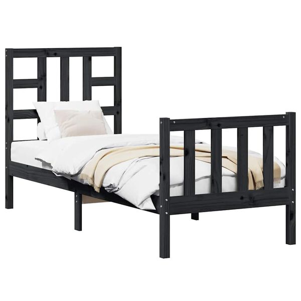 vidaXL S&auml;ngram med s&auml;nggavel svart enkel massivt tr&auml;