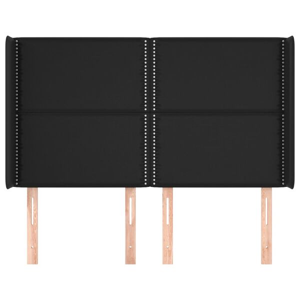 vidaXL S&auml;nggavel med kanter svart 147x16x118/128 cm konstl&auml;der