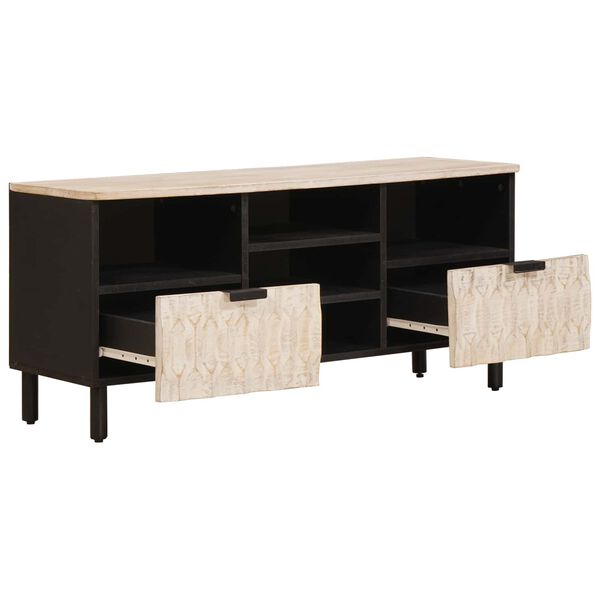 vidaXL TV-sk&aring;p Vit Tv&auml;tt Finish 100 x 33 x 46 cm Massivt mangotr&auml;