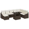 vidaXL Tr&auml;dg&aring;rdsoffset med kudde med lagring 9 pcs Brun Poly rattan