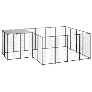 vidaXL Hundgård svart 6,05 m² stål