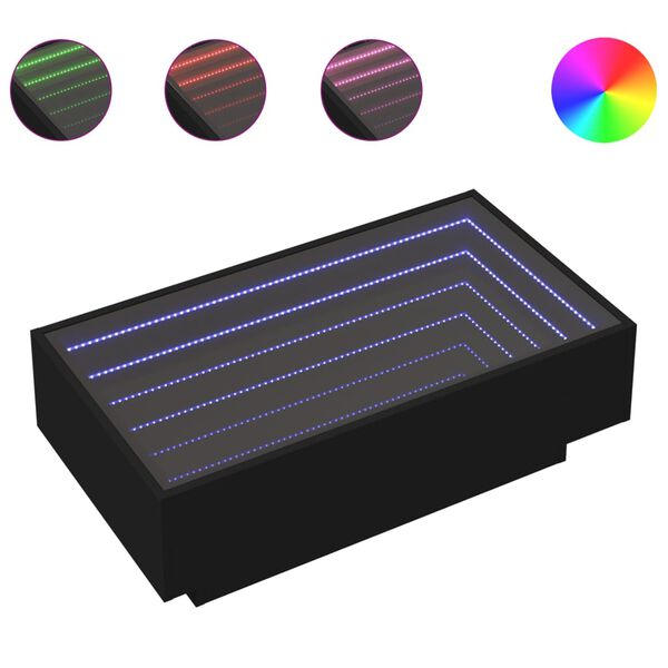 vidaXL Soffbord med LEDs svart 90x50x30 cm konstruerat tr&auml;