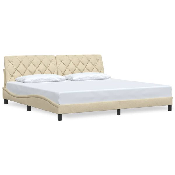 vidaXL Bed Frame without Mattress Cream 200x200 cm Fabric