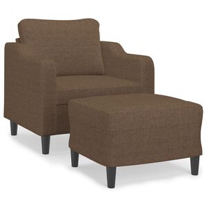 vidaXL F&aring;t&ouml;lj med fotpall Brun 60 cm tyg