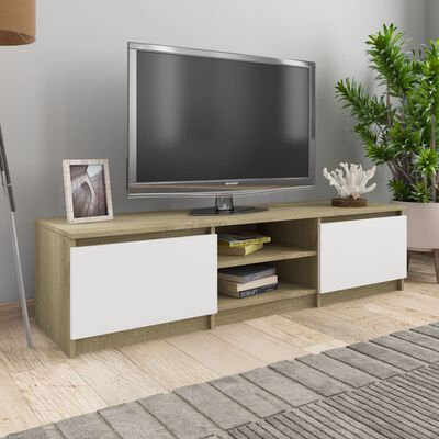 vidaXL TV-bänk vit och sonoma-ek 140x40x35,5 cm konstruerat trä
