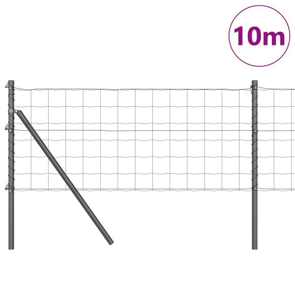 vidaXL St&auml;ngsel med stolpe Gr&aring; 0,4 x 10 m St&aring;l och PVC