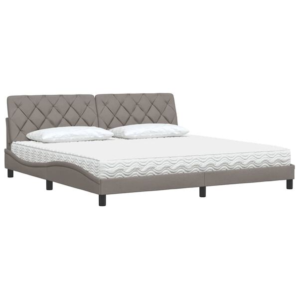 vidaXL Bed with Mattress Taupe 200x200 cm Fabric