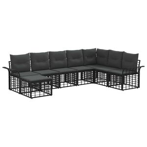 vidaXL Utomhussoffset 8 st Svart och M&ouml;rkgr&aring; Polyester