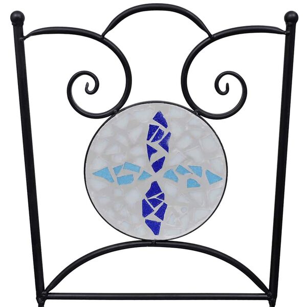 vidaXL Hopfällbara caféstolar 2 st keramik blå och vit